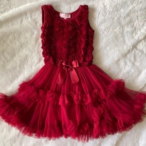 Popatu girls red flower ruffle dress